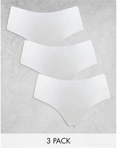 3 пары трусов-кюлотов-хипстеров из невидимой ткани белого цвета Asos design