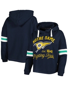 Женский пуловер с капюшоном Pressbox темно-синего цвета Notre Dame Fighting Irish Super Pennant Unbranded