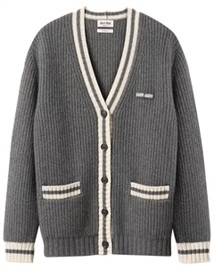 Кардиган Silk Cashmere Cardigan 'Slate Grey', серый Miu miu