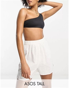 Белые структурированные пляжные шорты DESIGN Tall Asos