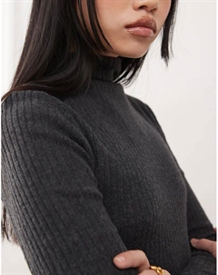 Мини-платье с заниженной талией и выращенным воротником серого цвета Asos design