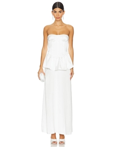 Корсетное платье-макси с баской, белый Weworewhat