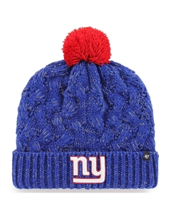 Женская вязаная шапка с манжетами и помпоном с логотипом Royal New York Giants Fiona '47 Unbranded