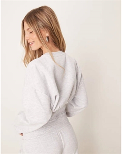 Блузон-свитшот со сборками серого меланжевого цвета Asos design