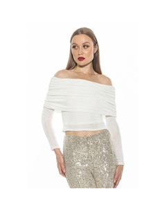 Женский вязаный топ с открытыми плечами и длинными рукавами Hannah, цвет Ivory Alexia admor