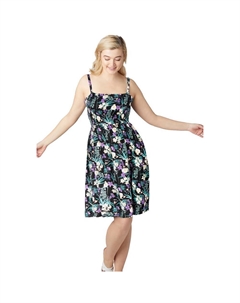 Женское платье-майка с присборенным лифом больших размеров, цвет Black Floral Ellos