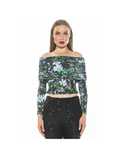 Женский вязаный топ с открытыми плечами и длинными рукавами Hannah, цвет Black Floral Alexia admor