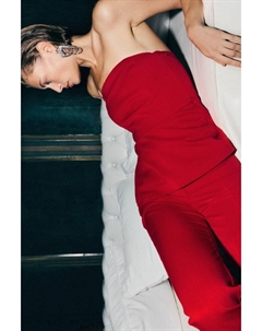 Платье бандо из твила, красный H&m