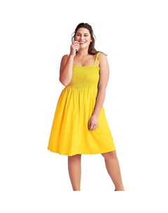 Женское платье-майка с присборенным лифом больших размеров, цвет Pepper Yellow Ellos