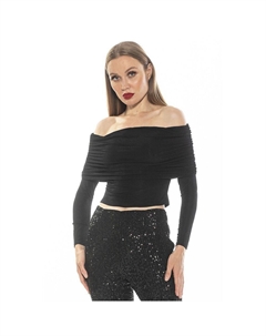 Женский вязаный топ с открытыми плечами и длинными рукавами Hannah, черный Alexia admor