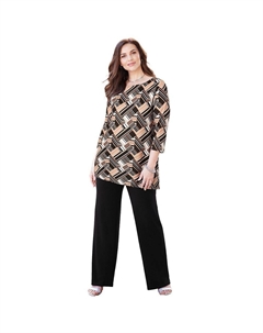 Женская туника больших размеров в любой одежде, цвет Chai Latte Geo Catherine's