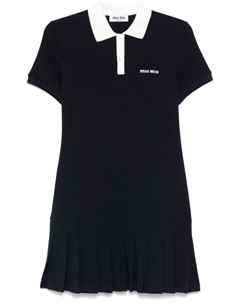 Платье мини со складками, синий Miu miu