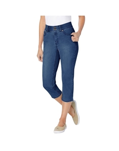 Женщина в женском капри больших размеров для миниатюрных Secret Solutions, разглаживающем животик, джинсах, цвет Medium Stonewash Woman within
