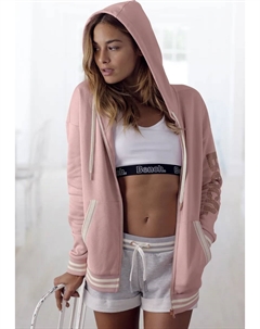 Толстовка с капюшоном, полосатыми манжетами и блестящим принтом, одежда для отдыха, костюм для отдыха, цвет Apricot Bench