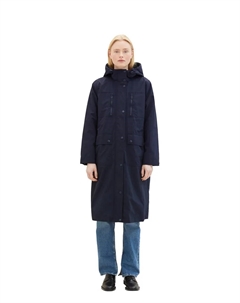 Джинсовая дождевик с капюшоном, удлиненная форма Denim, синий Tom tailor