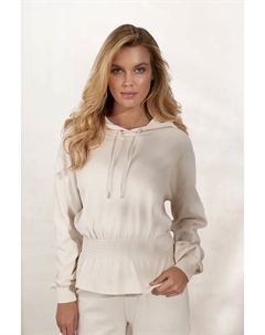 Толстовка "толстовка с капюшоном", с эластичной сборкой на талии, одежда для дома, кремовый Lascana