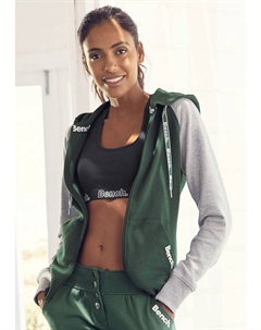 Толстовка с капюшоном и контрастными рукавами, домашний костюм для отдыха Loungewear, зеленый Bench