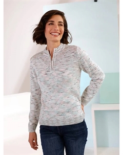 Свитер с воротником стойкой "Пуловер", цвет Ecru-Meliert Classic basics