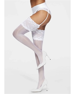 Чулки на подтяжках, с эластичным кружевом, белый Lascana