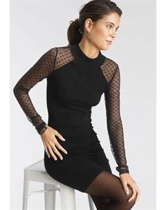 Трикотажное платье с сетчатыми рукавами в форме сердца, черный Melrose