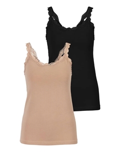 Майка (2 шт. в упаковке, 2 шт. в упаковке), с внутренним бюстье, верх на тонких бретелях, нижняя рубашка, черный Lascana