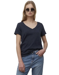 Футболка DENIM с закругленным V-образным вырезом, цвет морской волны Marc o'polo