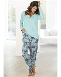 Пижама (2 шт.) с брюками с рисунком и рубашкой с длинными рукавами в тон, цвет Mint-Gemustert Buffalo