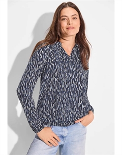 Блузка с длинными рукавами и эластичным поясом, синий Cecil