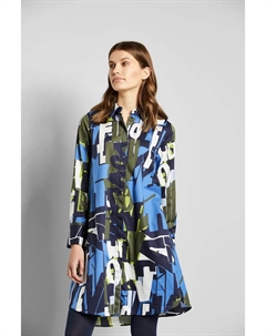 Платье-рубашка с принтом в виде букв по всей поверхности, цвет морской волны Bugatti