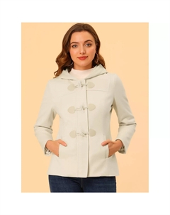 Женский дафлкот с застежкой-молнией спереди, однотонное укороченное пальто с капюшоном, розовый Allegra k