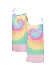 Женская жареная одежда Белое платье-майка St. Louis Cardinals с принтом тай-дай Unbranded