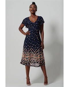 Расклешенное платье миди с зеркальной сеткой, синий Jolie moi