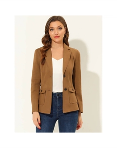 Женский однобортный рабочий пиджак из искусственной замши с поясом и длинными рукавами, черный Allegra k