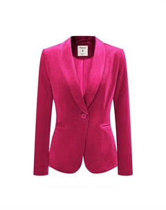 Женский бархатный пиджак с длинным рукавом на одной пуговице и воротником-шалькой, цвет Hot Pink Allegra k