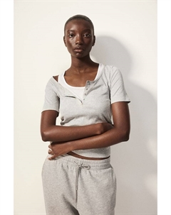 Рубашка на пуговицах в рубчик, серый H&m