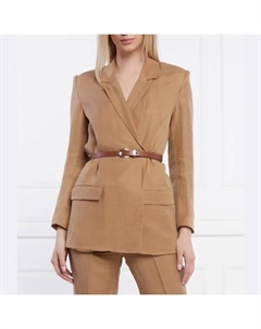 Элегантный льняной жакет свободного кроя, коричневый Liu jo