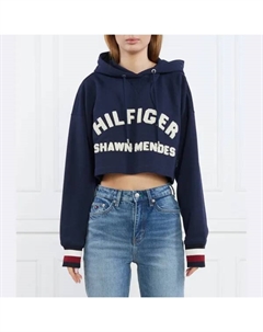 Укороченный флисовый свитшот Thxsm с графическим рисунком, синий Tommy hilfiger