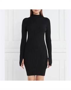 Легендарное трикотажное платье в рубчик., черный Calvin klein