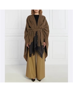 Шерстяное пончо обычного кроя Max Mara, коричневый Max mara