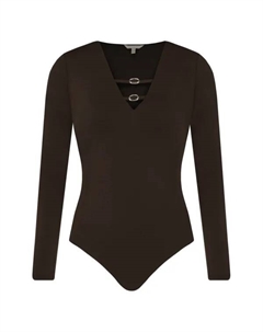 Тонкое подтянутое боди, коричневый Guess