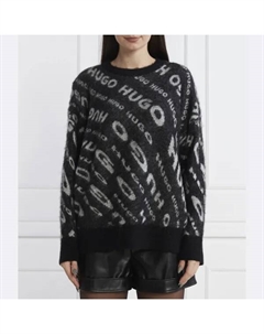 Свитер свободного кроя Sidimmer с добавлением шерсти, черный Hugo