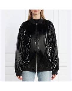 Бомбер flesia-1_bp x Bella Poarch свободного кроя, черный Hugo