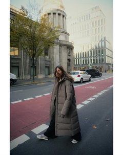 Длинная водо- и ветрозащитная куртка-пуховик с капюшоном, норка Zara