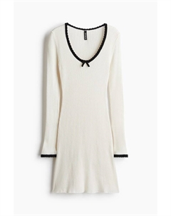 Облегающее платье из трикотажа в рубчик, бежевый H&m