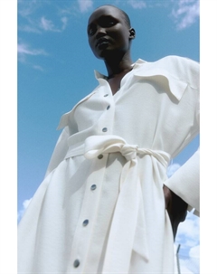 Платье с поясом, белый H&m