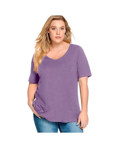Женская туника трапециевидного силуэта с v-образным вырезом больших размеров, цвет Violet Haze Ellos