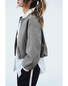 Мягкая куртка-бомбер с эластичной отделкой, серый Zara