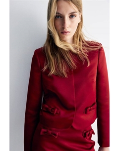 Атласный пиджак с бантом, красный H&m