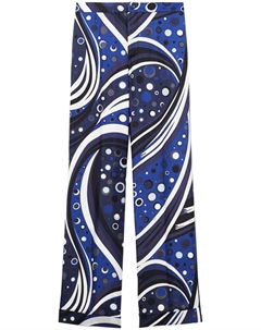 Шелковые брюки с принтом «фонтан» от, синий Pucci