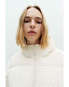 Пуховик оверсайз на кулиске, бежевый H&m